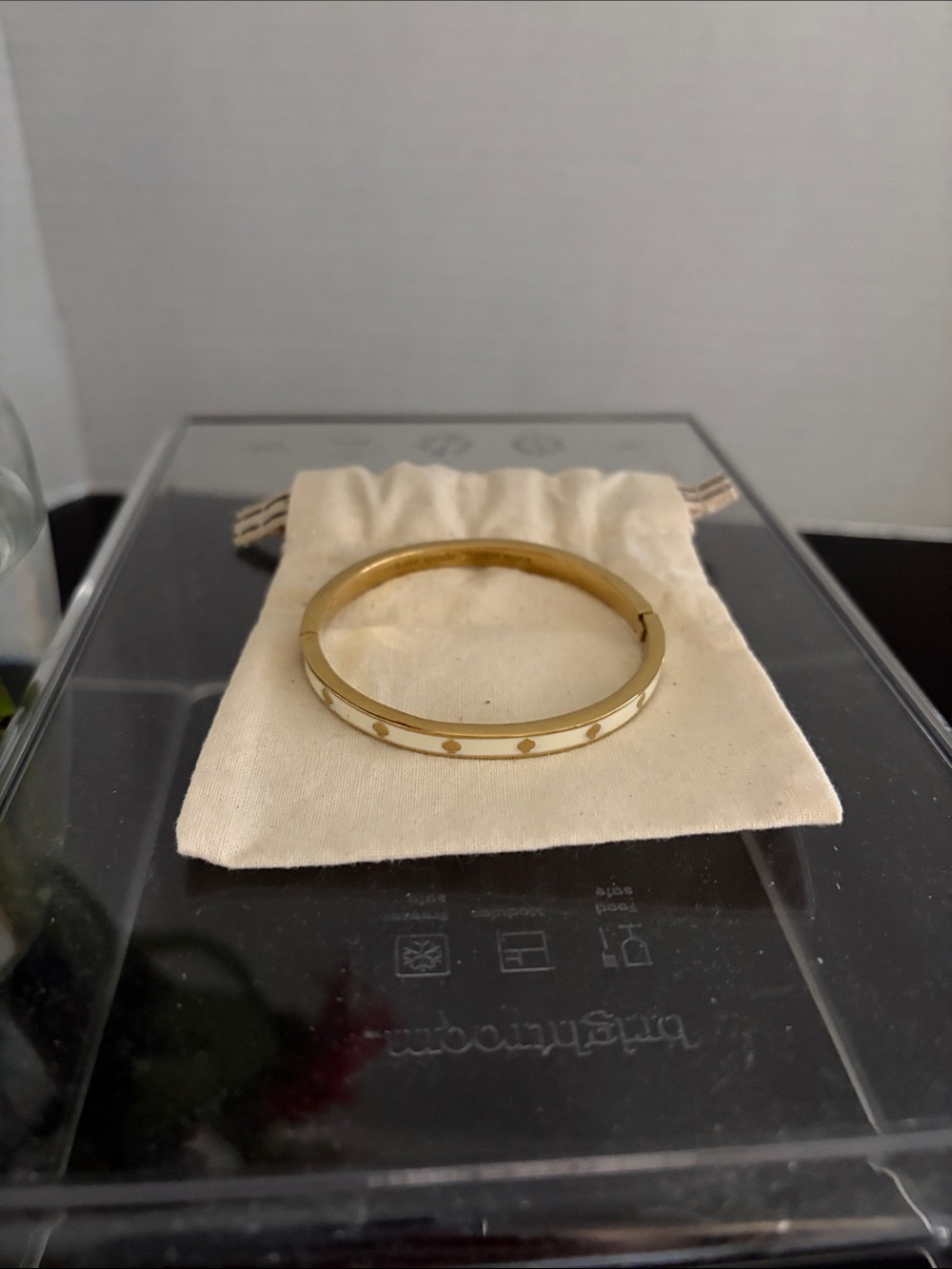 kate spade Gold and White Enamel Heart Bangle Bracelet